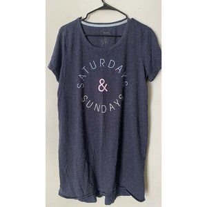 Croft & Barrow Intimates Womens "Saturdays & Sunday" Navy Sleep Shirt Size Large